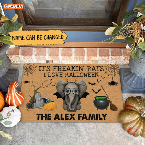 Personalized It's Freakin' Bats I Love Halloween Doormat Elephant Halloween Decorations Home Decor Mat HT