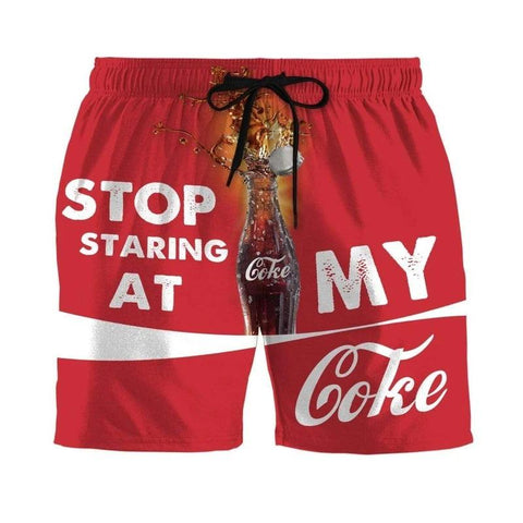 GEARHUMAN 3D STOP STARING AT MY COKE BEACH SHORTS SWIM TRUNKS