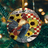 Sunflower Rooster Rise And Shine Ornament Farm Chicken Ornament Christmas Tree Hanging Ornament Home Decor Xmas Gift For Chicken Lovers HN