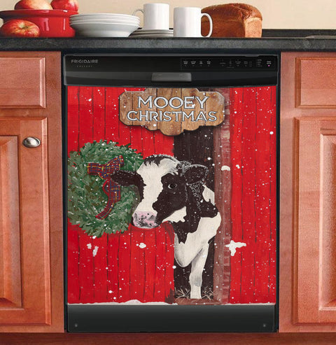 Mooey Christmas Holstein Cow Christmas Dishwasher Cover Farm Animals Kitchen Decor Christmas Home Decor Xmas Gifts HT