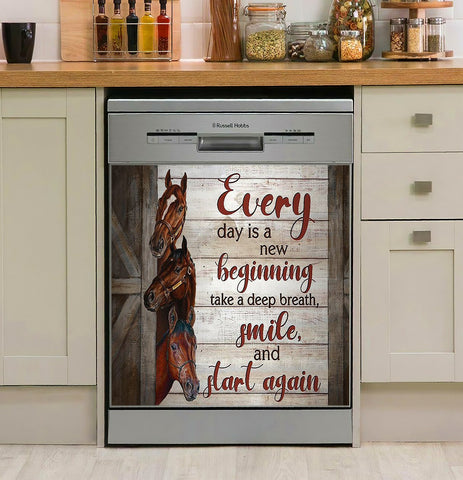 Farmhouse Horse  Barn Everyday Is A New Beginning Decor Kitchen Dishwasher Cover