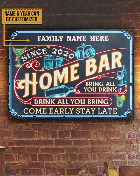 Come Early Stay Late Patio Metal Sign