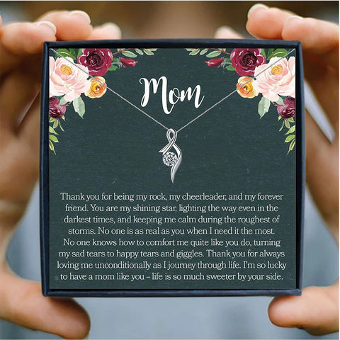 Thank Mom Crystal Mothers Day Necklace Mom Jewelry Gift Card For Her, Mom, Grandma, Wife HT