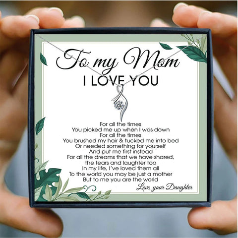Love Mom Crystal Mothers Day Necklace Mom Jewelry Gift Card For Her, Mom, Grandma, Wife HT