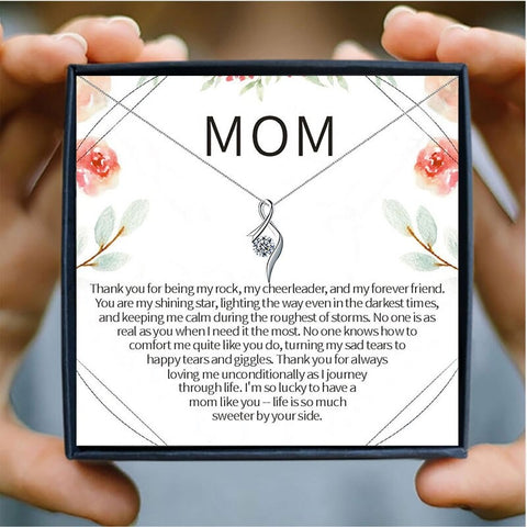 Thank Mom Crystal Mothers Day Necklace Mom Jewelry Gift Card For Her, Mom, Grandma, Wife HT