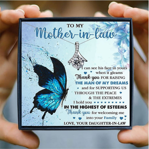 Butterfly Mother In Law Mothers Day Necklace Mom Jewelry Gift Card For Her, Mom, Grandma, Wife HT