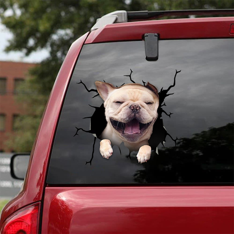 French Bulldog Crack Car Sticker, Toilet Sticker, Fridge Sticker (2)