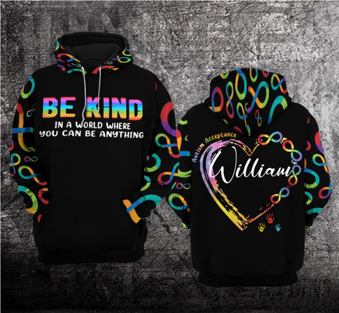 Personalized Be Kind Autism Acceptance Unisex Hoodie For Men Women Autism Awareness Shirts Clothing Gifts HT