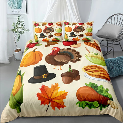 Happy Thanksgiving Bedding Set Bedspread Duvet Cover Set Home Decor ND