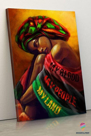 Black American Gift Patriot Beautiful Gorgeous Black Woman Wall Art Canvas PA
