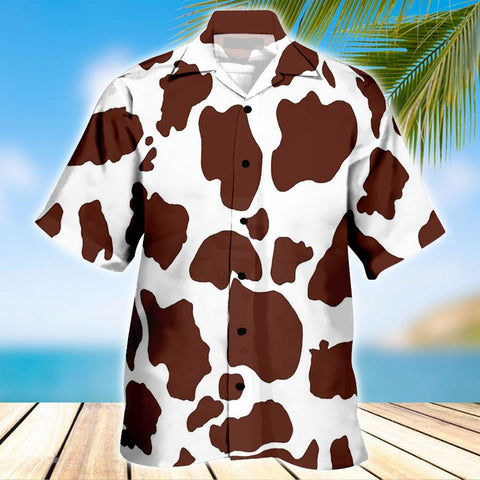 Cattle Hawaii Shirt Brown BROWN CATTLE OCEAN HAWAIIAN SHIRT WHITE 1