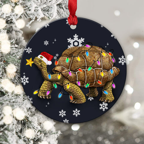 Tortoise Christmas Lights Ornament Christmas Tree Hanging Ornament Xmas Gift for Turtle Lovers HN