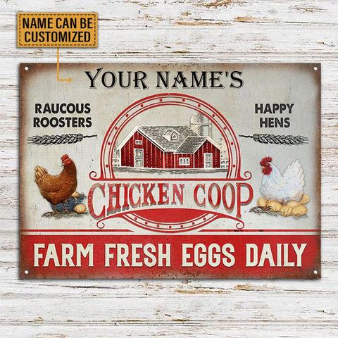 Personalized Chicken Coop Farm Fresh Eggs Customized Classic Metal Signs