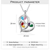 Personalized Silver Heart Mothers Day Necklace With Birthstones Mom Jewelry Gift For Mom Grandma Wife HT