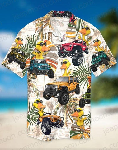 Colorful Jeep Duck Shirt Tropical Hawaiian Shirt Funny Duck Shirts Gifts for Duck Lovers