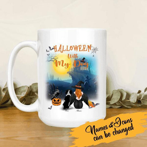 Halloween Cup Mug Halloween With My Dog Personalized Mug Best Gifts For Dog Lovers And Halloween Occasion