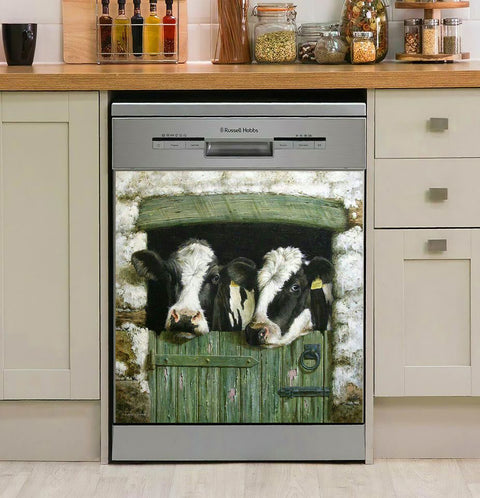 Cows Farm Window Dishwasher Cover Kitchen Decor Farmhouse Decorations HT