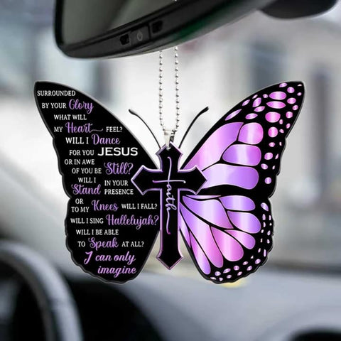 Butterfly Surrounded By The Glory Car Hanging Ornament, Butterfly Ornament, Jesus Gifts, Gifts of Faith HN