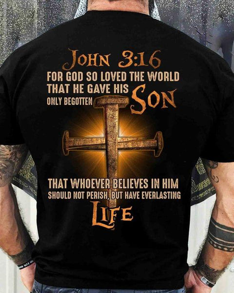 John 3:16 Bible Verse Jesus Classic T-shirt Men's Christian T-shirt Gifts for Christians