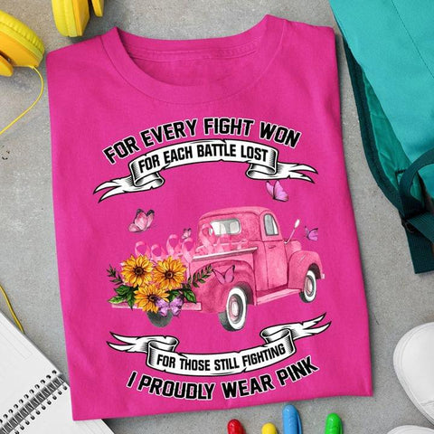 Breast Cancer Truck I proud to wear Pink Gift Idea shirt TM