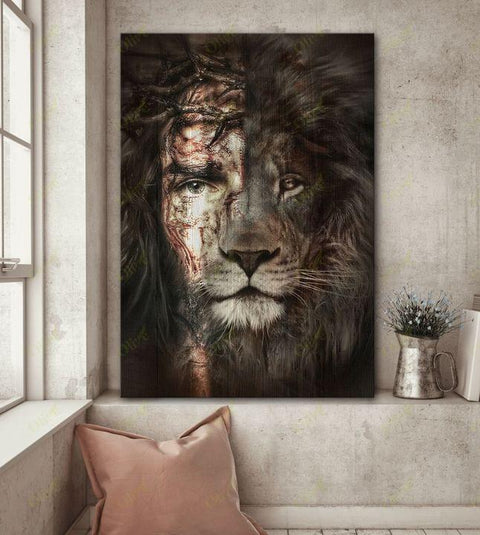 Jesus And Lion Wall Art, Canvas Print, Canvas Poster, Home Decor, Gifts for Christians, Jesus Gifts HN