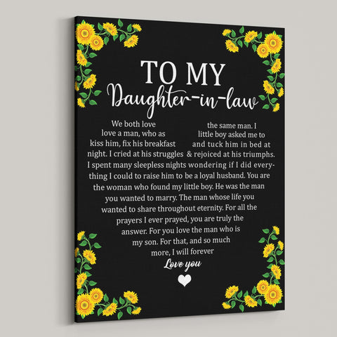 To My Daughter-in-law I Will Forever Love You Canvas Prints Sunflower Wall Art Home Decor