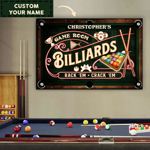 Neon Game Room Billiard Metal Sign