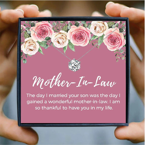 Mother In Law Crystal Mothers Day Necklace Mom Jewelry Gift Card For Her, Mom, Grandma, Wife HT