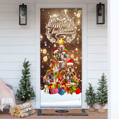 Boxer Dog Merry Christmas Door Cover Funny Dog Door Cover Christmas Home Decor Porch Home Holidays Decorations HT