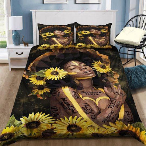 Black Girl Sunflower Talented And Smart Enough Bedding Set
