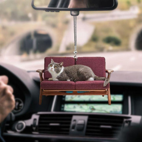 CAT LAYING PURPLE SOFA CAR HANGING ORNAMENT
