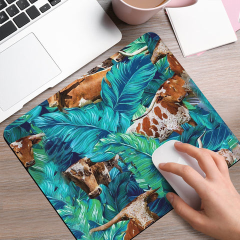 Texas Longhorn Mouse Pad Cattle Mouse Pad Farm Animal Lovers Gift Cute Mouse Mat For Computer HN