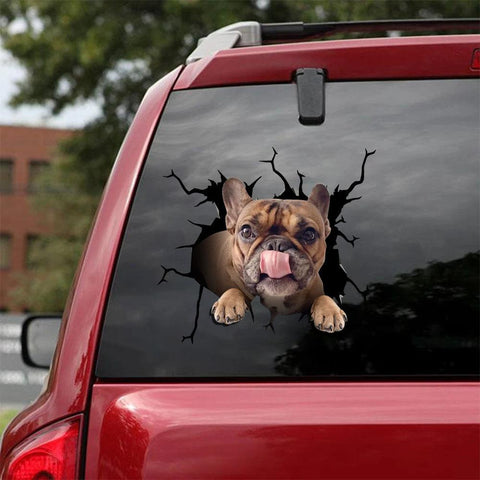 French Bulldog Crack Car Sticker, Toilet Sticker, Fridge Sticker (29)