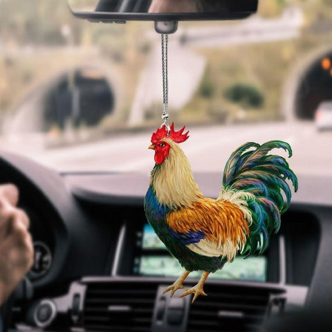 ROOSTER OIL PAINT CAR HANGING ORNAMENT