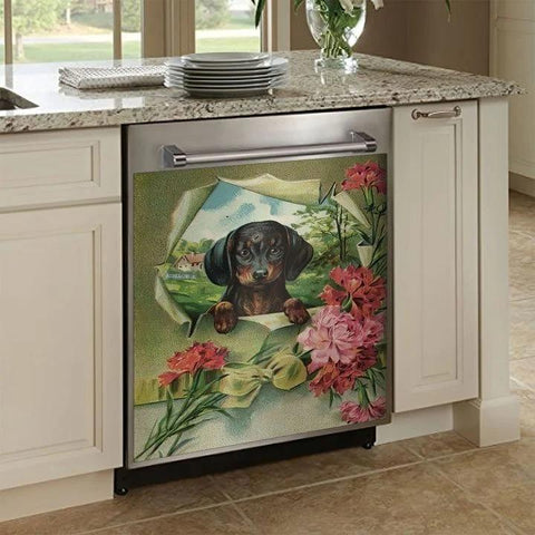 Dachshund Floral Decor Kitchen Dishwasher Cover