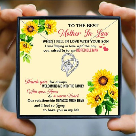 Mother In Law Sunflower Mothers Day Necklace Mom Jewelry Gift Card For Her, Mom, Grandma, Wife HT
