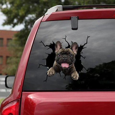 French Bulldog Crack Car Sticker, Toilet Sticker, Fridge Sticker (34)