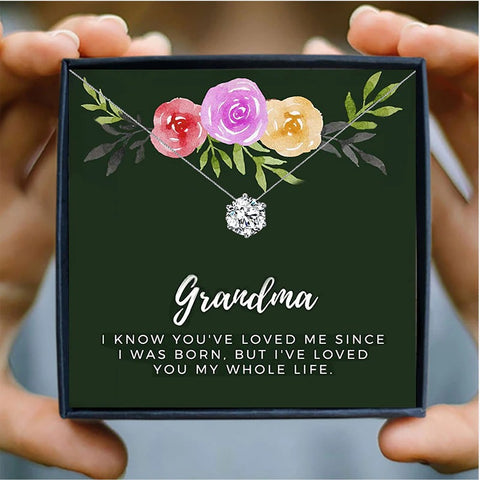 To My Grandma Crystal Mothers Day Necklace Mom Jewelry Gift Card For Her, Mom, Grandma, Wife HT