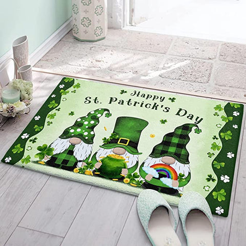 Happy St Patrick's Day Doormat Spring Green Gnomes St Patrick's Day Decorations HT