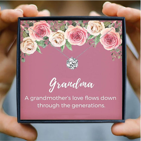 To My Grandma Crystal Mothers Day Necklace Mom Jewelry Gift Card For Her, Mom, Grandma, Wife HT