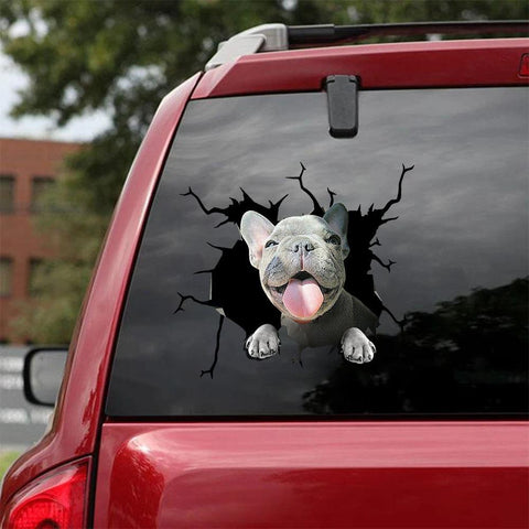 French Bulldog Crack Car Sticker, Toilet Sticker, Fridge Sticker (24)