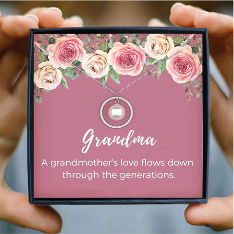 To My Grandma Pearl Mothers Day Necklace Mom Jewelry Gift Card For Her, Mom, Grandma, Wife HT