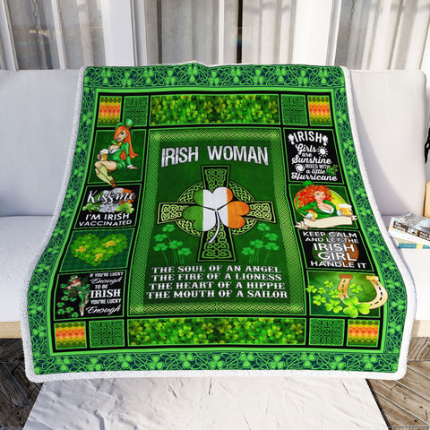 Irish Woman The Soul Of An Angel Sofa Throw Blanket St Patrick’s Day Blanket HT
