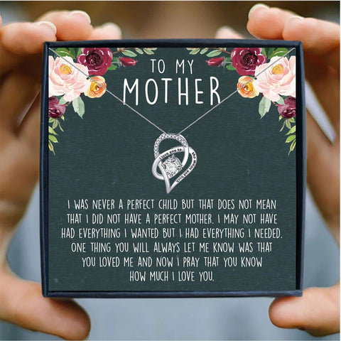 To My Mother Heart Mothers Day Necklace Mom Jewelry Gift Card For Her, Mom, Grandma, Wife HT
