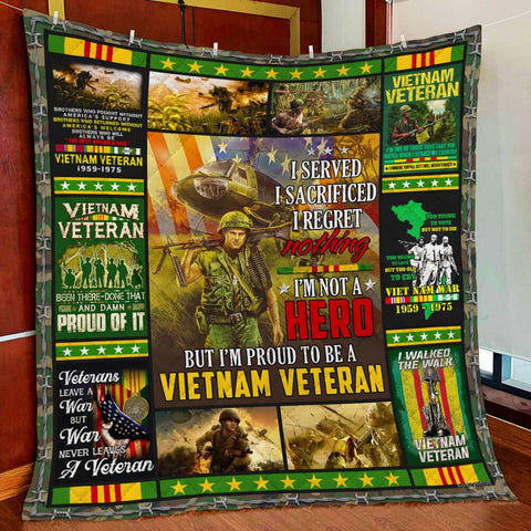 Vietnam Veteran Blanket I Walked The Walk Quilt Blanket Vietnam Veteran Gifts HT