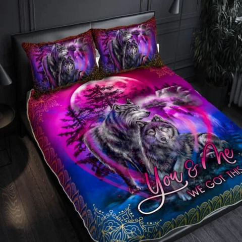 You & Me We Got This Wolf Quilt Bedding Set