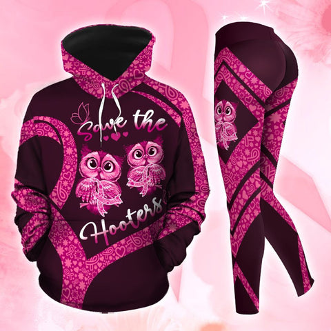 Breast Cancer Awareness Owl Hoodie Leggings Set Survivor Gifts For Women Clothing Clothes Outfits HT