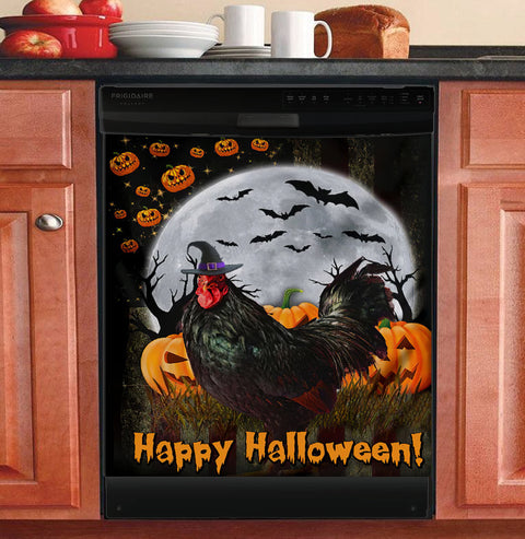 Chicken Witch Halloween Pumpkin Dishwasher Cover Kitchen Decor Home Decor Halloween Gift for Farmers HT