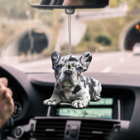 FRENCH BULLDOG DOTS CAR HANGING ORNAMENT