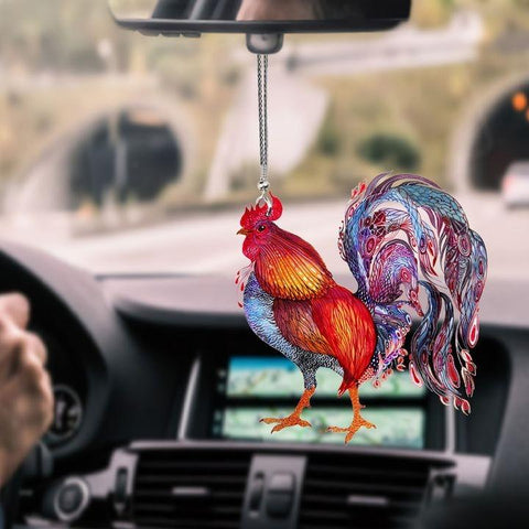 ROOSTER COLOR CAR HANGING ORNAMENT